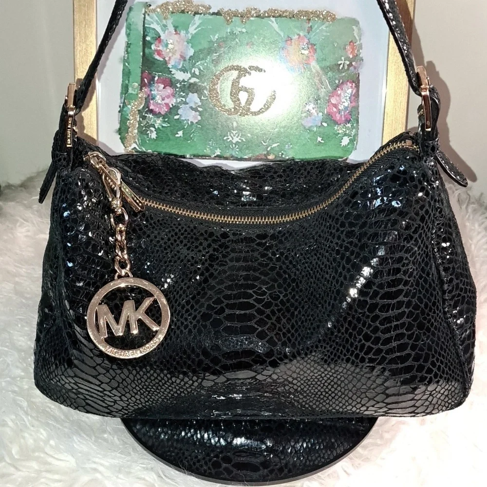 Michael Kors Snakeskin Embossed  Shoulder Bag - Picture 3 of 15